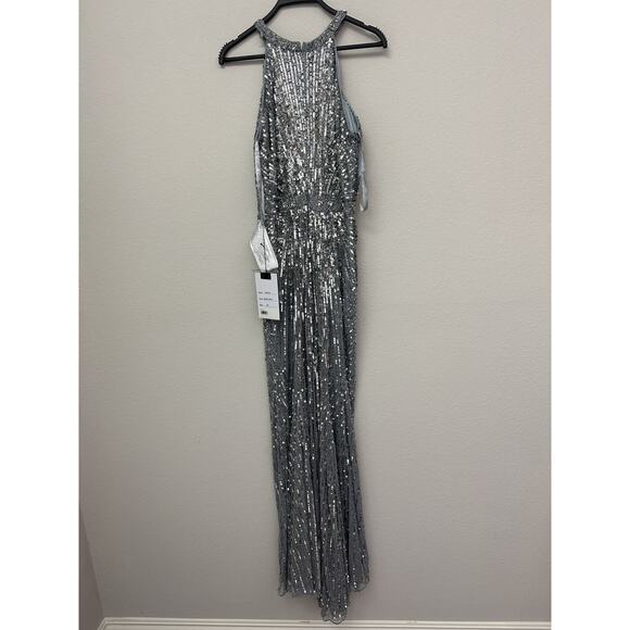 Mac Duggal Platinum Sleeveless Sequin Floor-Length Dress Size 12 Style 4963 - Picture 12 of 12